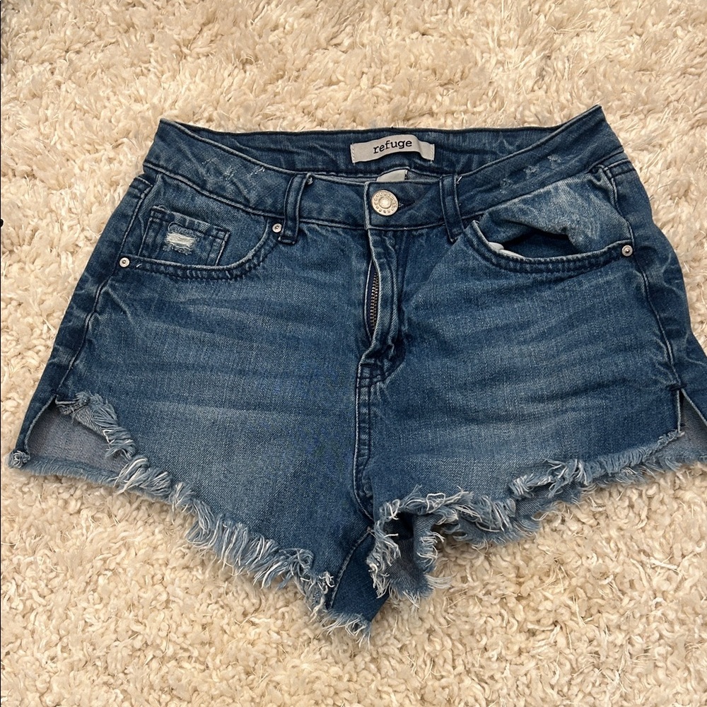 Refuge Distressed Blue Jean Shorts